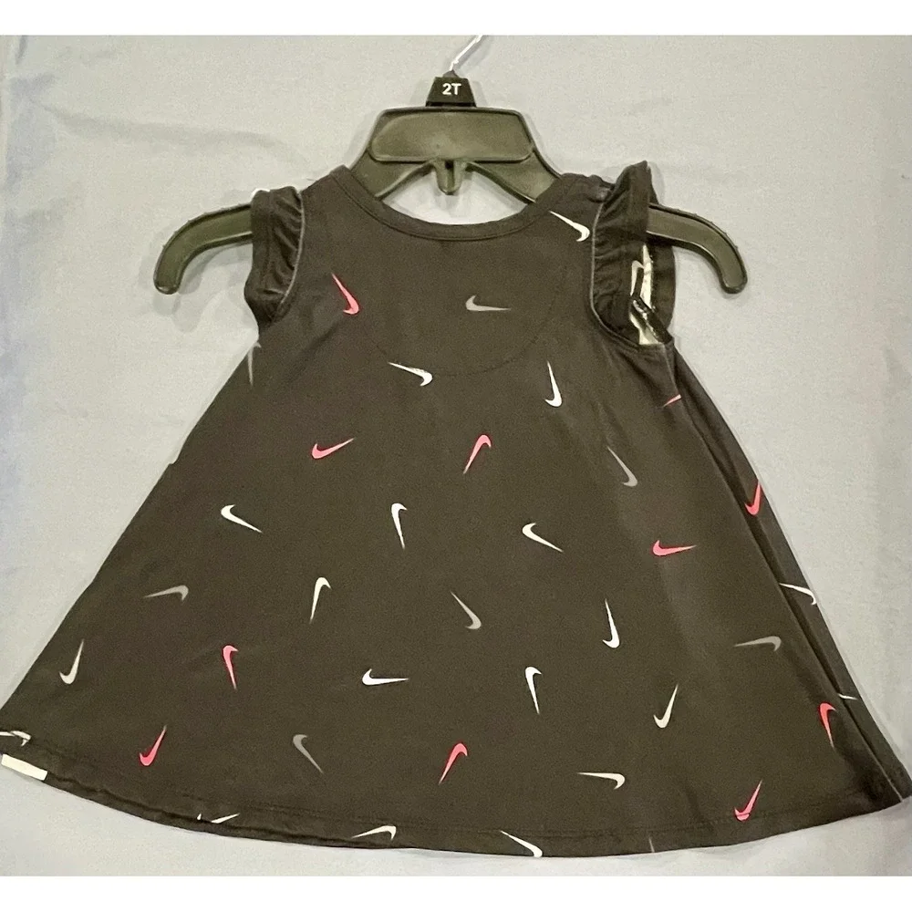Nike Dri Fit Baby Girls Tank Dress Swoosh Logo 3M 3-6 Months Pink All Over Print